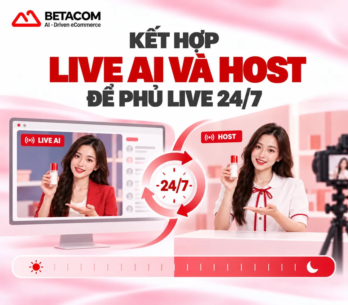 Kết hợp Live AI và Host để phủ live 24/7